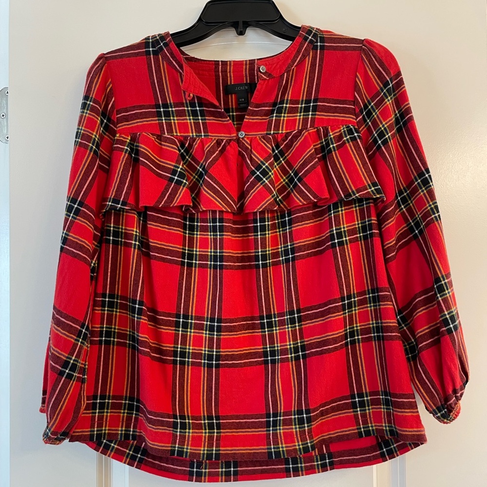 Red and black ruffle top